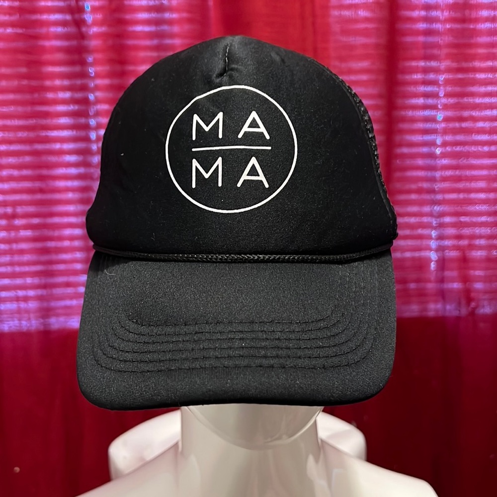To:little arrows MA MA black baseball style hat. Adjustable fit. Mesh in back